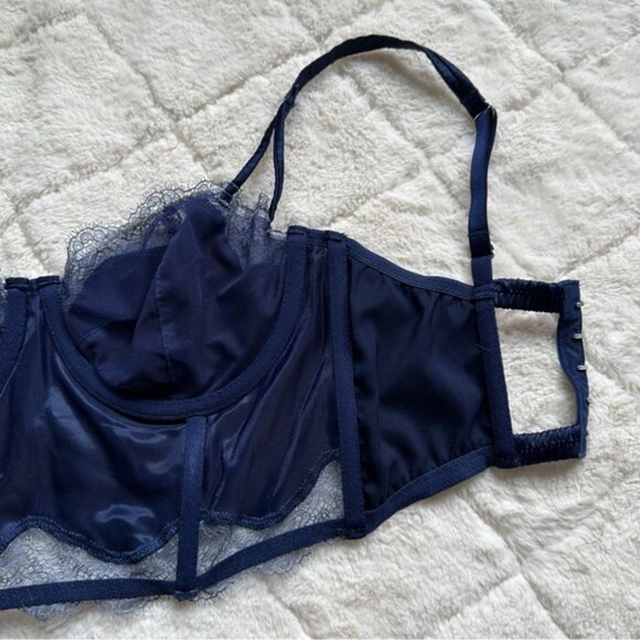 Victoria's Secret | Navy Blue Dream Angels Unlined Balconet Bra | Size 34D - Picture 9 of 13